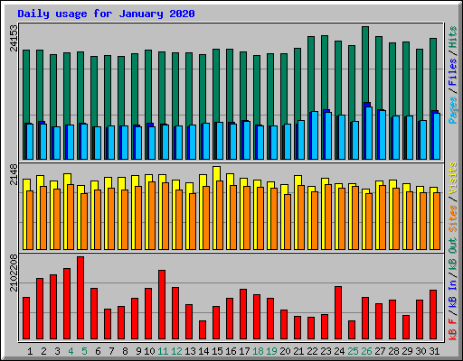 Daily usage for January 2020