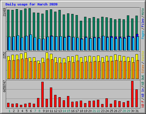 Daily usage for March 2020