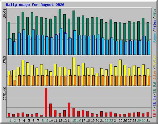 Daily usage for August 2020
